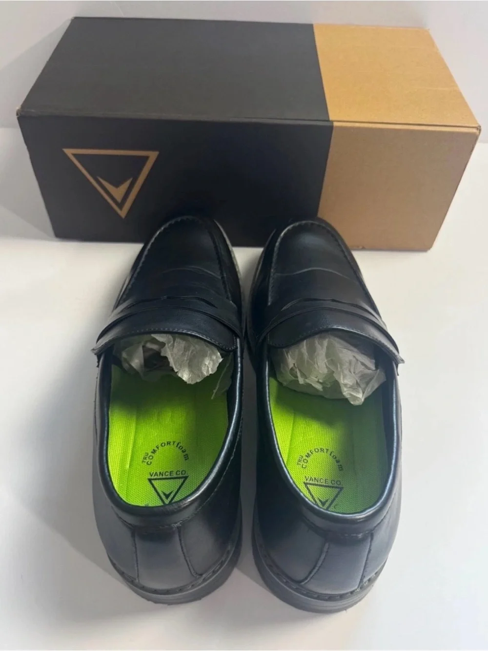 Vance Co Kahlil Mens Size 10.5 Slip-On Penny Loafers Black Leather